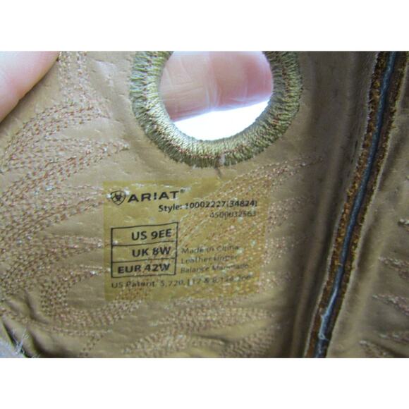 Ariat Mens Size 9 EE Brown Leather Buckaroo Stockman Cowboy Western Boots